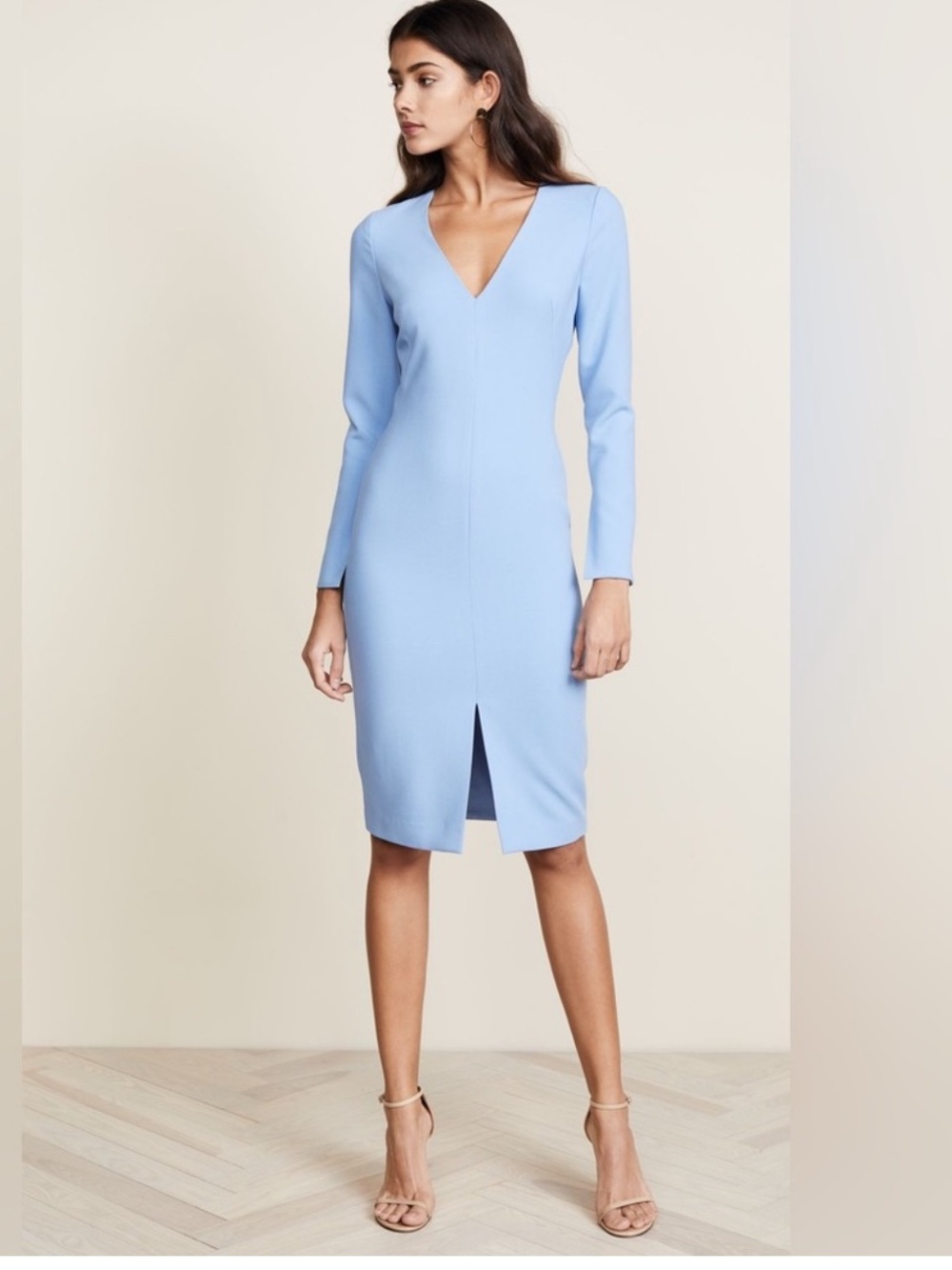 Black Halo V-Neck Split Front Jade Sambora Sheath Dress 4